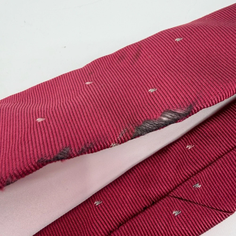 Vtg Christian Dior Tie Mens Crimson Red Silk Necktie Made in USA Designer Luxury